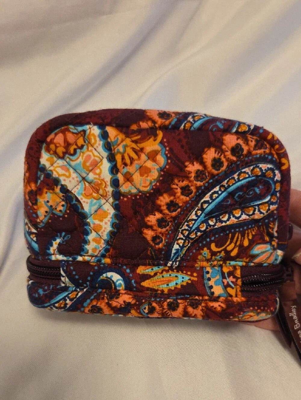 Vera Bradley Burgundy Paisley Quilted Travel Case